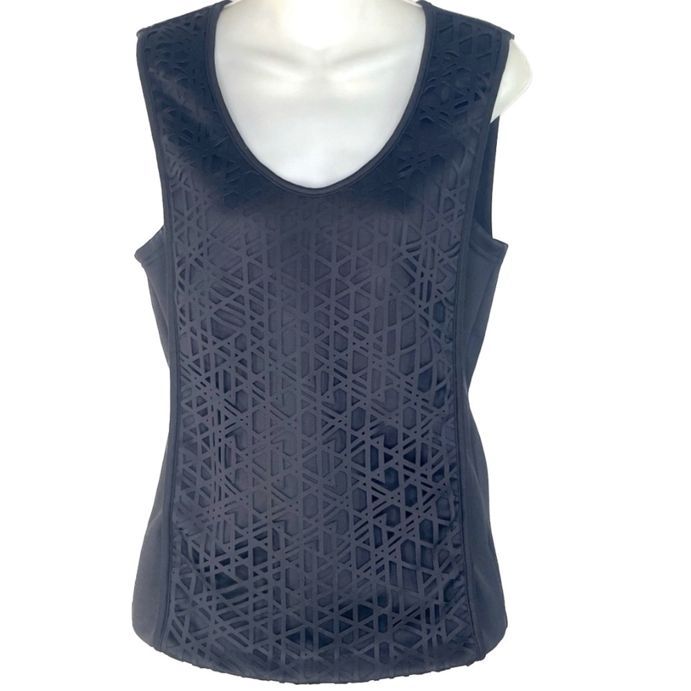 2/$25💥 Calvin Klein Black Laser Cut Sleeveless Dress Top Sz M. Bin B